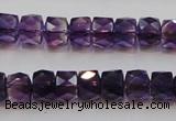 CSA26 15.5 inches 7*10mm faceted column synthetic amethyst beads