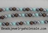 CSB1000 15.5 inches 4mm round mixed color shell pearl beads