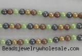 CSB1001 15.5 inches 4mm round mixed color shell pearl beads