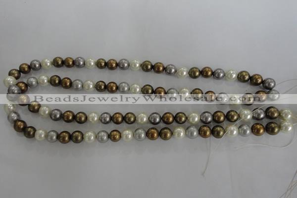 CSB1032 15.5 inches 8mm round mixed color shell pearl beads