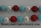 CSB1033 15.5 inches 8mm round mixed color shell pearl beads