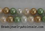 CSB1043 15.5 inches 8mm round mixed color shell pearl beads