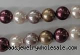 CSB1059 15.5 inches 10mm round mixed color shell pearl beads