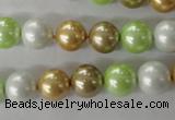 CSB1062 15.5 inches 10mm round mixed color shell pearl beads