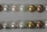 CSB1064 15.5 inches 10mm round mixed color shell pearl beads