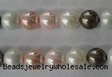 CSB1065 15.5 inches 10mm round mixed color shell pearl beads