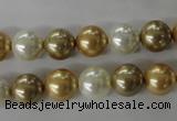 CSB1068 15.5 inches 10mm round mixed color shell pearl beads