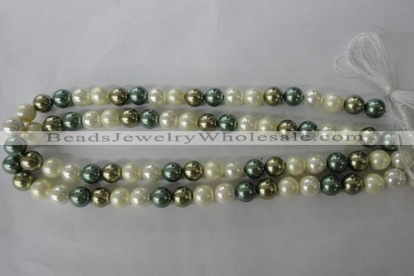 CSB1070 15.5 inches 10mm round mixed color shell pearl beads