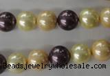 CSB1072 15.5 inches 10mm round mixed color shell pearl beads