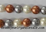 CSB1073 15.5 inches 10mm round mixed color shell pearl beads