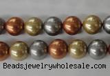 CSB1074 15.5 inches 10mm round mixed color shell pearl beads