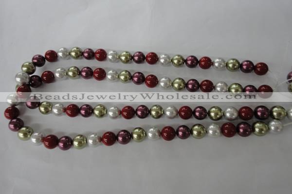 CSB1075 15.5 inches 10mm round mixed color shell pearl beads