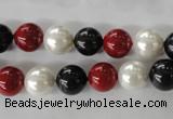 CSB1077 15.5 inches 10mm round mixed color shell pearl beads