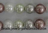 CSB1080 15.5 inches 12mm round mixed color shell pearl beads