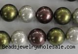 CSB1081 15.5 inches 12mm round mixed color shell pearl beads