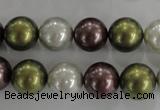 CSB1089 15.5 inches 12mm round mixed color shell pearl beads