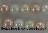 CSB1092 15.5 inches 12mm round mixed color shell pearl beads