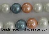 CSB1095 15.5 inches 12mm round mixed color shell pearl beads