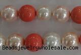 CSB1096 15.5 inches 12mm round mixed color shell pearl beads