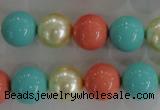 CSB1097 15.5 inches 12mm round mixed color shell pearl beads