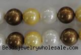 CSB1099 15.5 inches 12mm round mixed color shell pearl beads