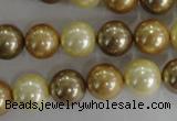 CSB1100 15.5 inches 12mm round mixed color shell pearl beads