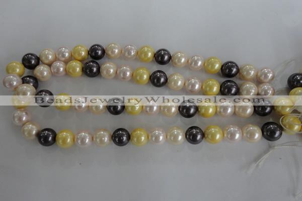 CSB1101 15.5 inches 12mm round mixed color shell pearl beads