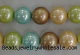 CSB1103 15.5 inches 12mm round mixed color shell pearl beads