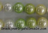 CSB1104 15.5 inches 12mm round mixed color shell pearl beads