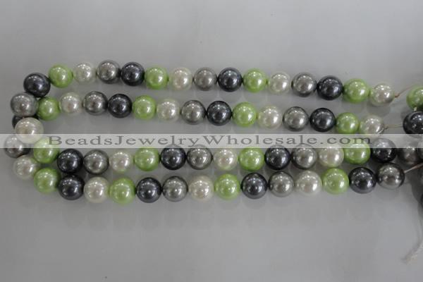 CSB1105 15.5 inches 12mm round mixed color shell pearl beads