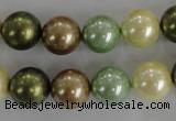 CSB1107 15.5 inches 12mm round mixed color shell pearl beads