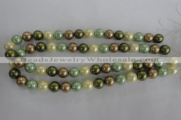 CSB1107 15.5 inches 12mm round mixed color shell pearl beads