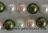 CSB1109 15.5 inches 12mm round mixed color shell pearl beads