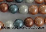 CSB1112 15.5 inches 12mm round mixed color shell pearl beads