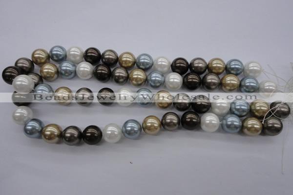 CSB1121 15.5 inches 14mm round mixed color shell pearl beads