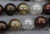 CSB1122 15.5 inches 14mm round mixed color shell pearl beads