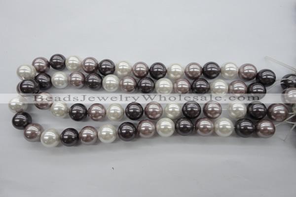 CSB1123 15.5 inches 14mm round mixed color shell pearl beads