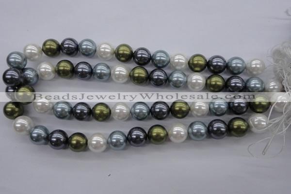 CSB1124 15.5 inches 14mm round mixed color shell pearl beads