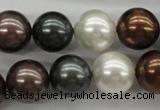 CSB1127 15.5 inches 14mm round mixed color shell pearl beads