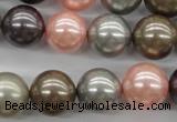 CSB1140 15.5 inches 14mm round mixed color shell pearl beads