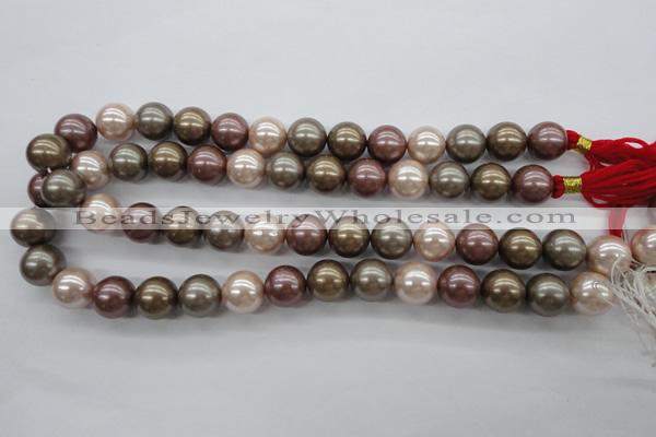 CSB1141 15.5 inches 14mm round mixed color shell pearl beads