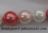 CSB1157 15.5 inches 16mm round mixed color shell pearl beads