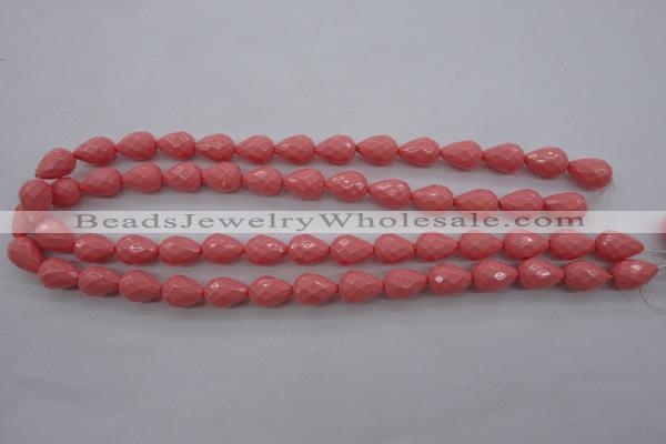 CSB1165 15.5 inches 10*14mm faceted teardrop shell pearl beads