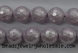 CSB1182 15.5 inches 10mm faceted round shell pearl beads