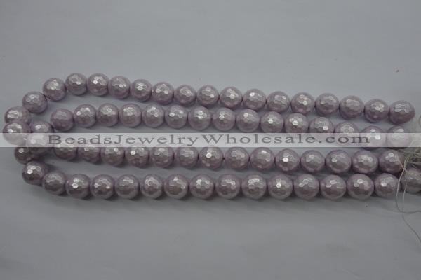 CSB1182 15.5 inches 10mm faceted round shell pearl beads