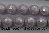 CSB1183 15.5 inches 12mm faceted round shell pearl beads