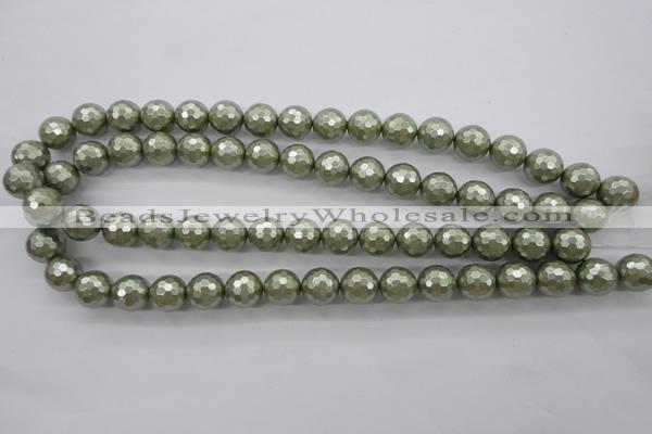 CSB1188 15.5 inches 12mm faceted round shell pearl beads