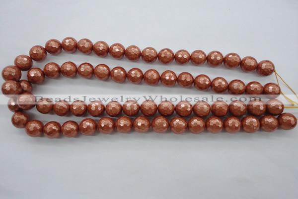 CSB1196 15.5 inches 12mm faceted round shell pearl beads