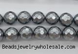 CSB1201 15.5 inches 10mm faceted round shell pearl beads