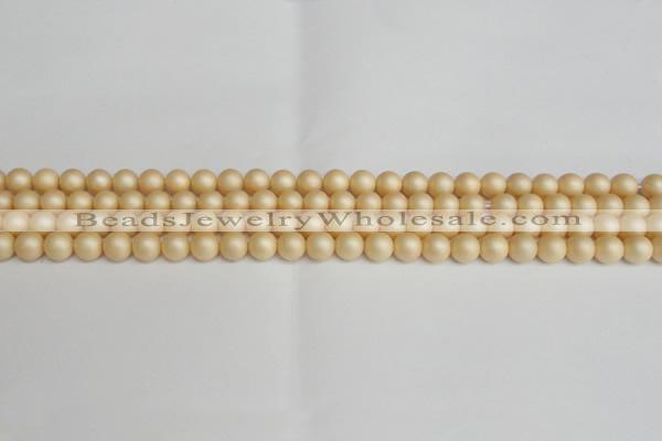 CSB1375 15.5 inches 4mm matte round shell pearl beads wholesale